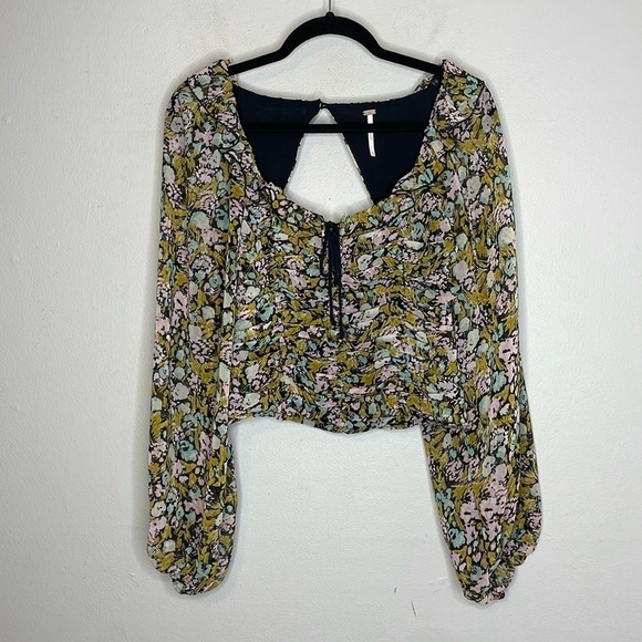 Free People | Mabel Floral Ruched Cropped Fit Size XS - Picture 2 of 8